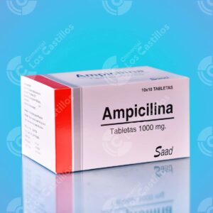 Ampicilina 1000mg - Antibiótico de Amplio Espectro (Caja de 10x10 Tabletas)