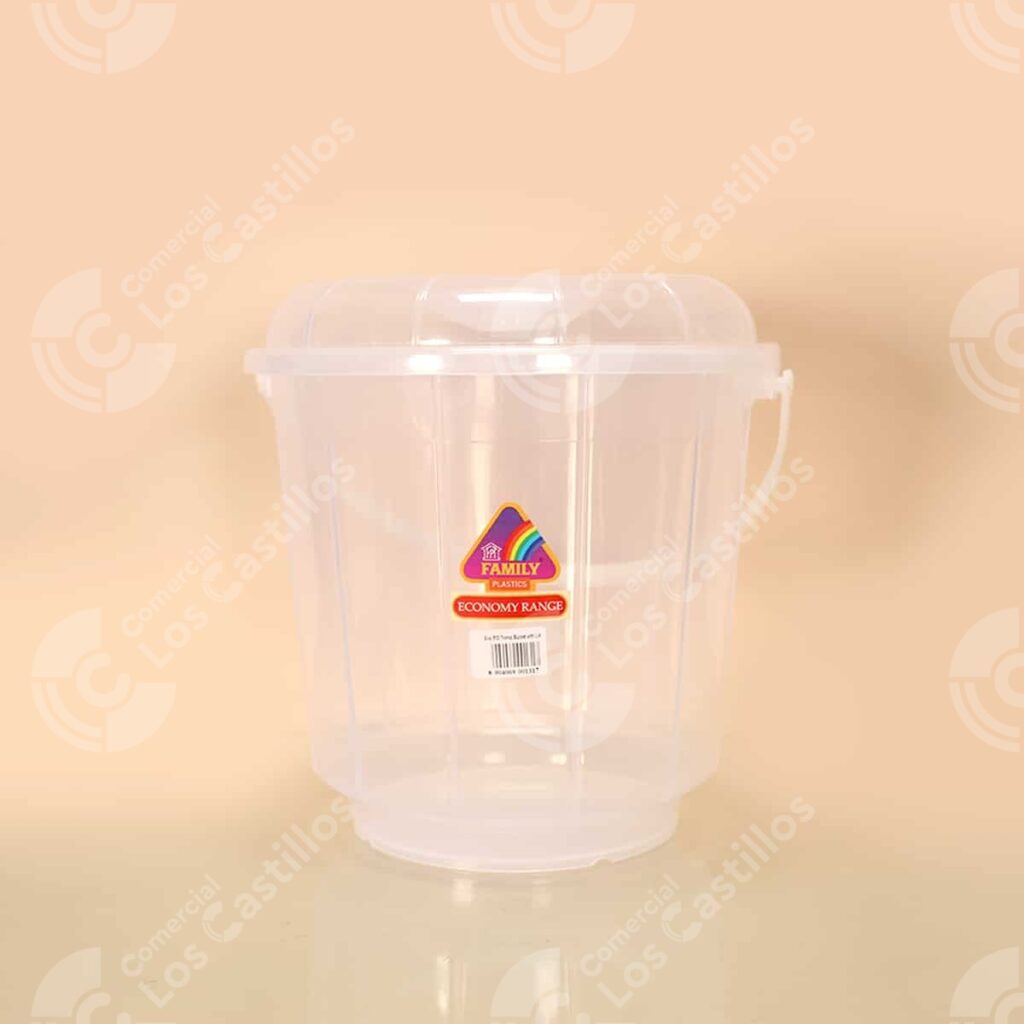 002128 Family Plastics Cubeta Transparente Con Tapa - Comercial Los Castillos