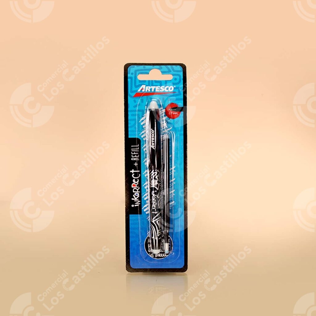 22003136 Artesco Lapicero Borrable Negro Con Repuesto - Comercial Los Castillos
