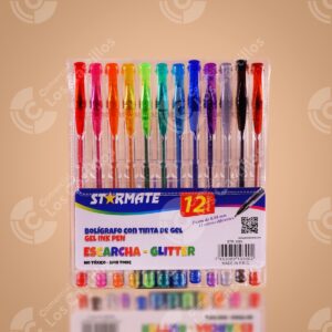 Starmate Bolígrafos de Gel Escarchados 12/1